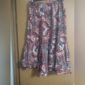 Elegant Multicolor and Patterned A-Line Skirt